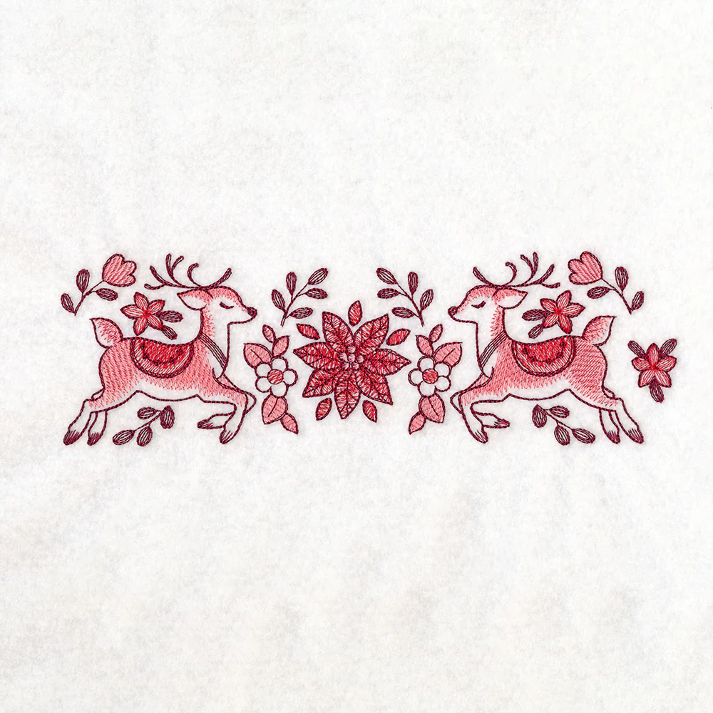 Christmas Delft Poinsettia & Reindeer Border - Image 4