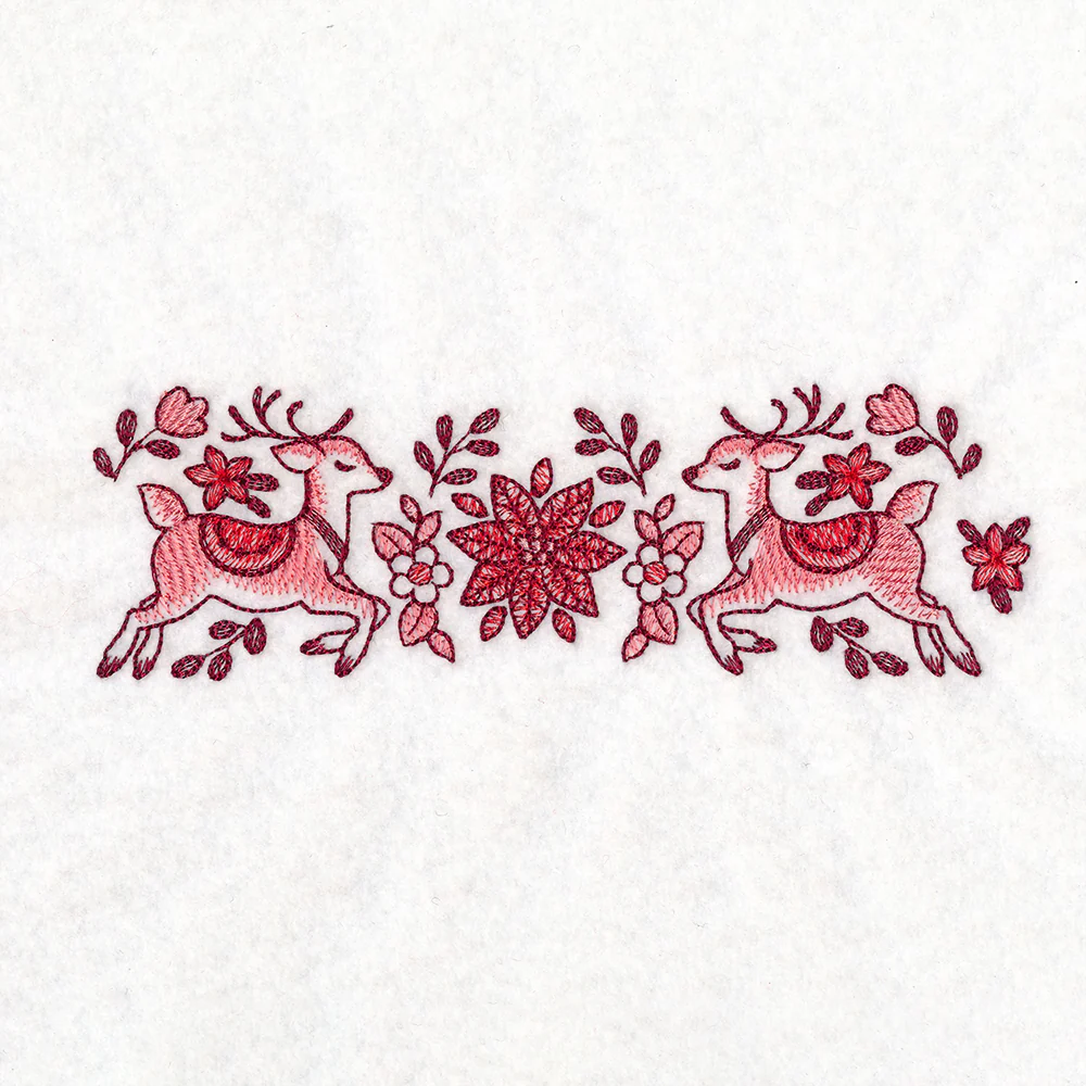 Christmas Delft Poinsettia & Reindeer Border - Image 6