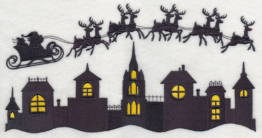 Christmas Flight Silhouette with Rudolph