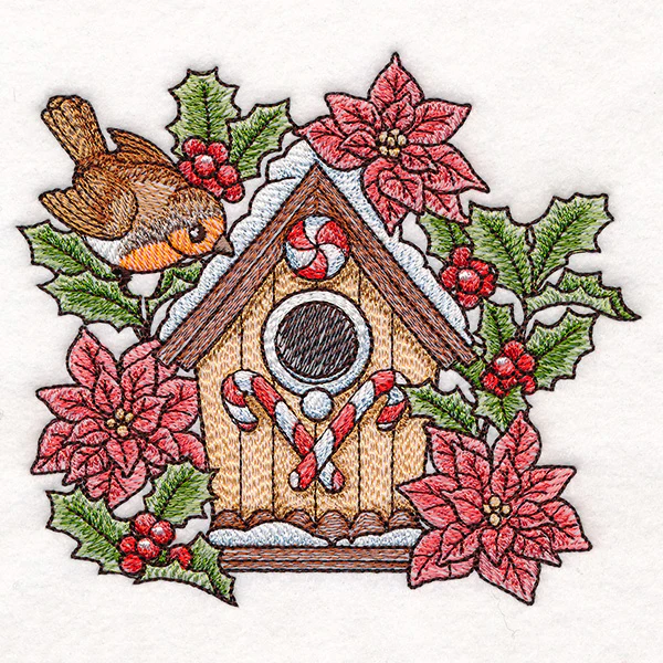 Christmas Gingerbread Birdhouse & Robin - Image 3