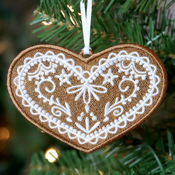 Christmas Gingerbread Cookie - Heart (Lace) - Image 3