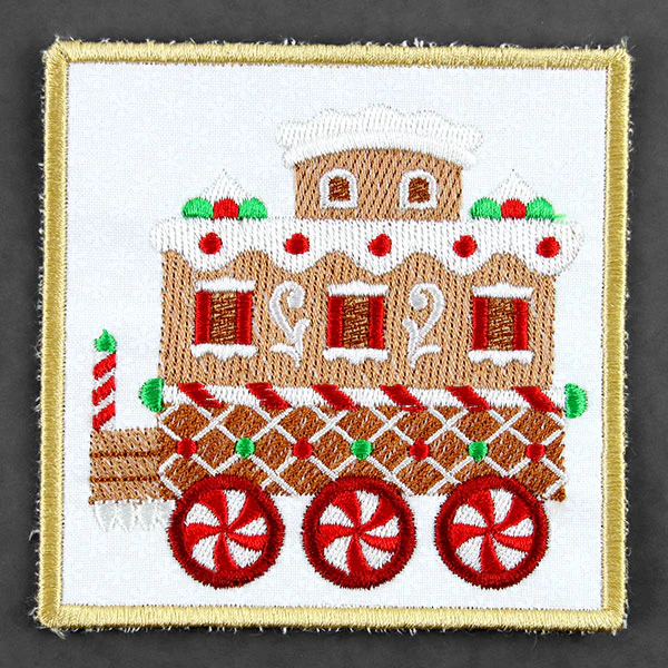 Christmas Gingerbread Train Coaster - Caboose (In-the-Hoop) - Image 2