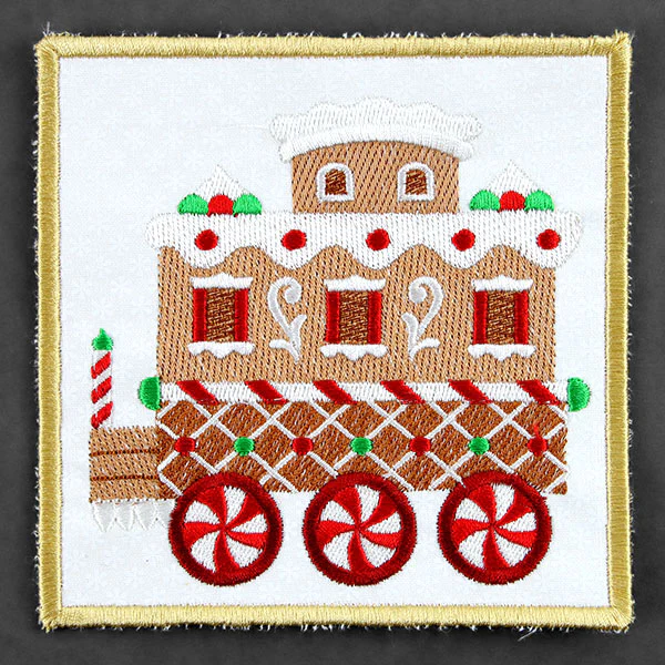 Christmas Gingerbread Train Coaster - Caboose (In-the-Hoop) - Image 4