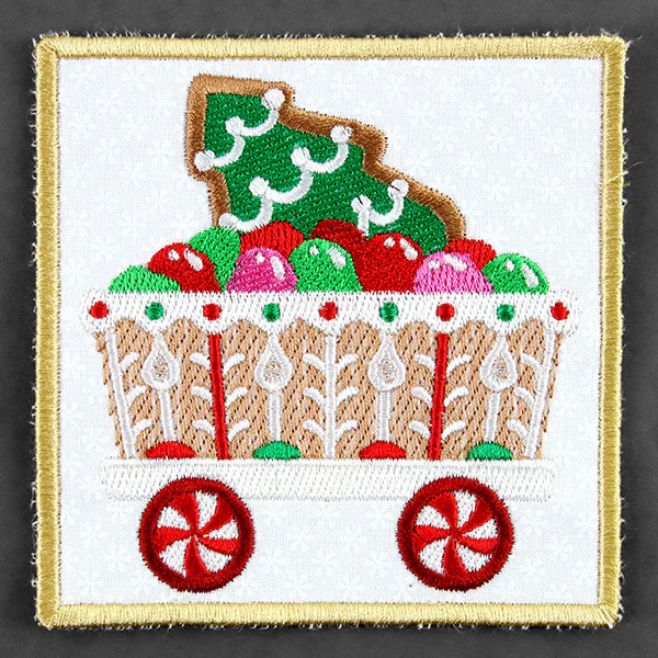 Christmas Gingerbread Train Coaster - Car 4 (In-the-Hoop) - Image 2
