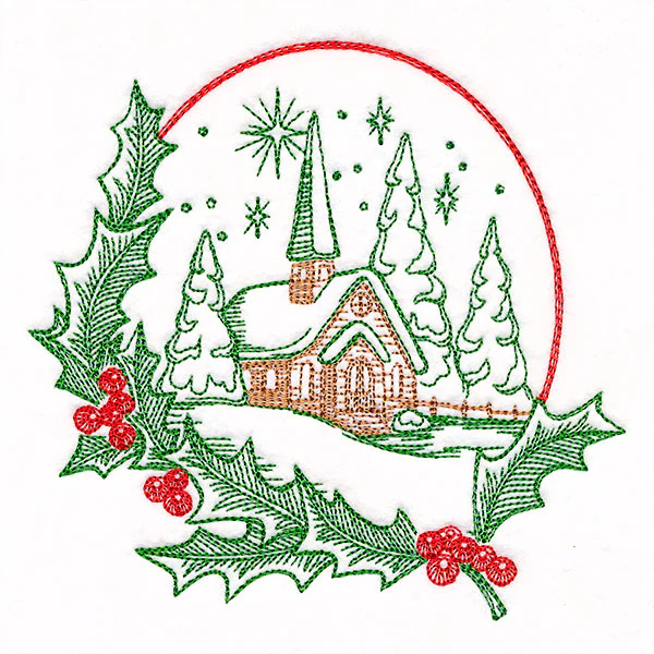 Christmas Holly Church Scene - Image 7