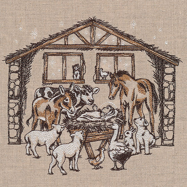 Christmas in the Manger Nativity Scene Etching - Image 2