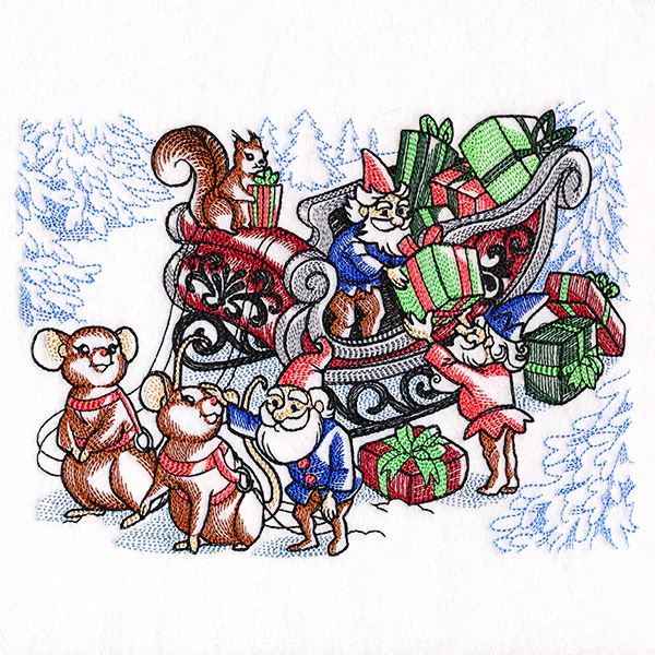 Christmas Mice & Gnomes Sleigh Team Scene - Image 3