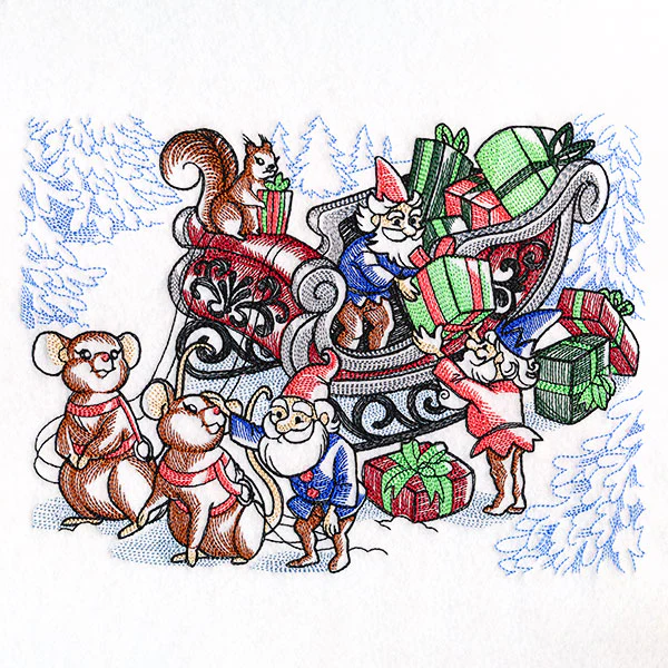 Christmas Mice & Gnomes Sleigh Team Scene - Image 7