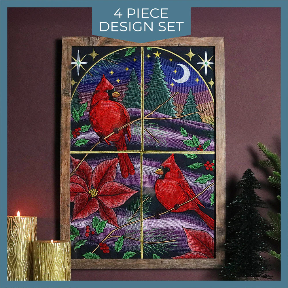 Christmas Night Cardinals Panel Scene - Image 22