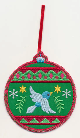 Christmas Ornament with Bluebird (In-the-Hoop)