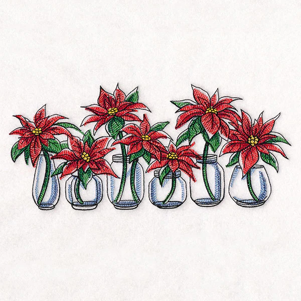 Christmas Poinsettia Jar Bouquets Border - Image 3