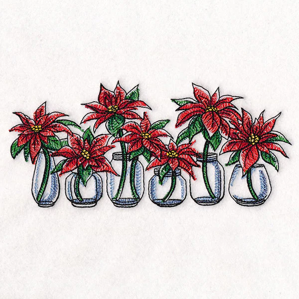 Christmas Poinsettia Jar Bouquets Border - Image 7