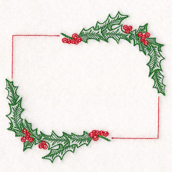 Christmas Quilt Labels - Holly & Berries Etching - Image 2