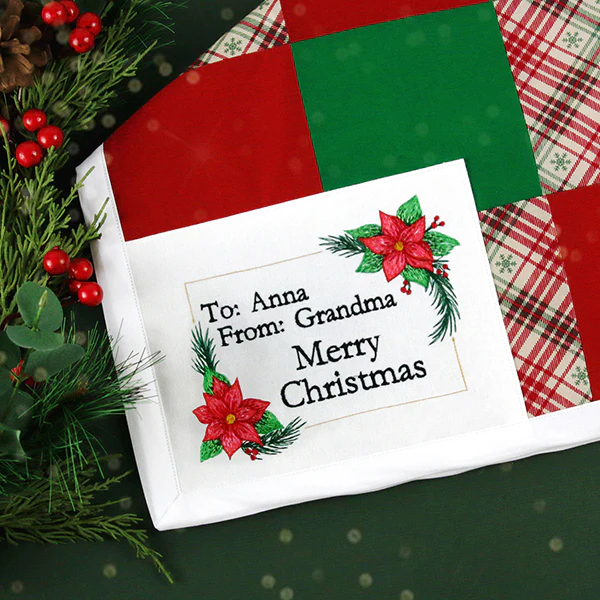 Christmas Quilt Labels - Poinsettias - Image 2