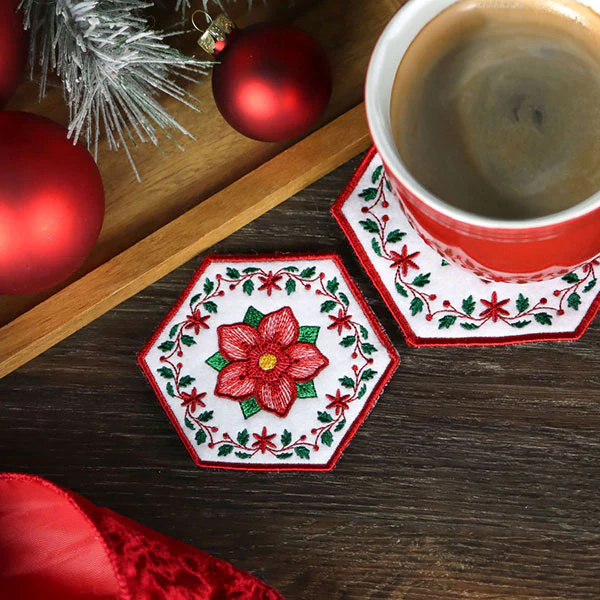 Christmas Rose Coaster (In-the-Hoop) - Image 7