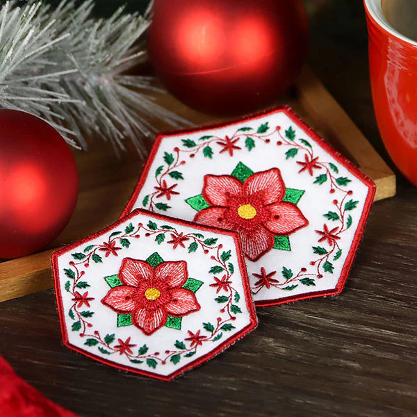 Christmas Rose Coaster (In-the-Hoop) - Image 9