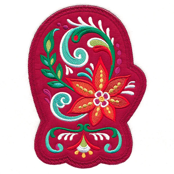 Christmas Rosemaling Mitten (Heirloom Applique) - Image 3