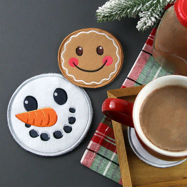 Christmas Snowman Face Coaster (In-the-Hoop) - Image 4