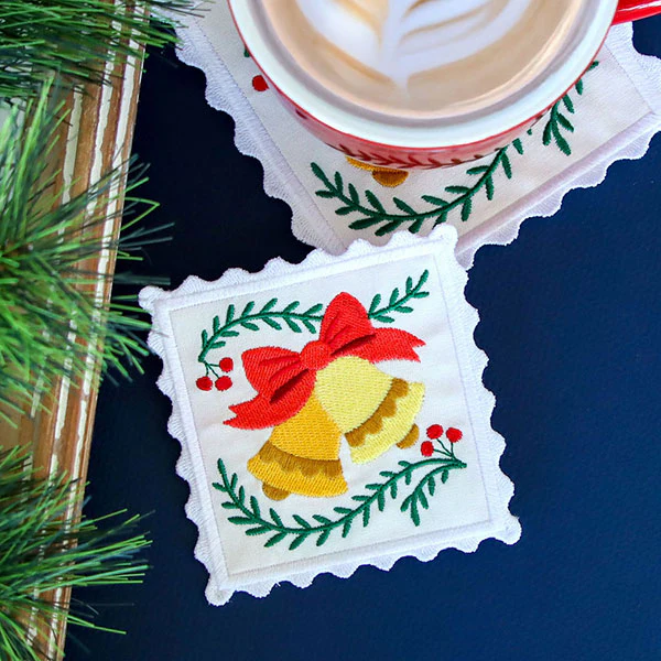 Christmas Stamp Coasters - Bells (In-the-Hoop) - Image 5