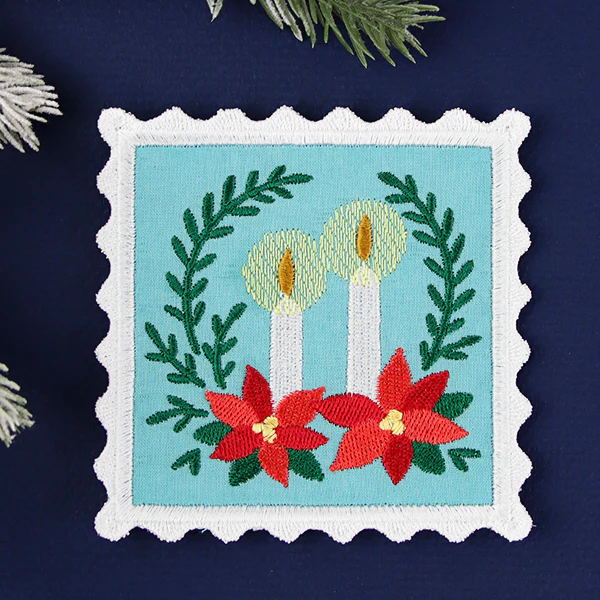 Christmas Stamp Coasters - Candles (In-the-Hoop) - Image 3