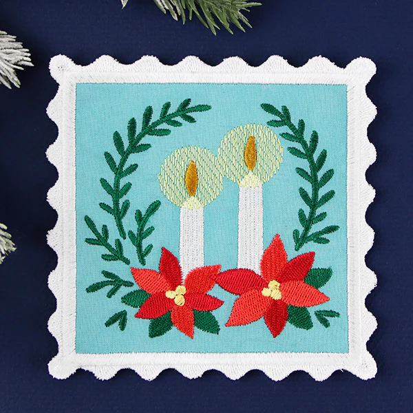 Christmas Stamp Coasters - Candles (In-the-Hoop) - Image 5