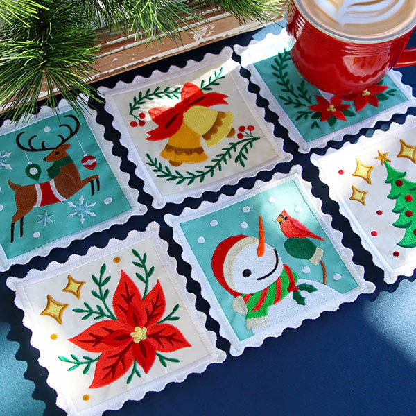 Christmas Stamp Coasters - Reindeer (In-the-Hoop) - Image 8