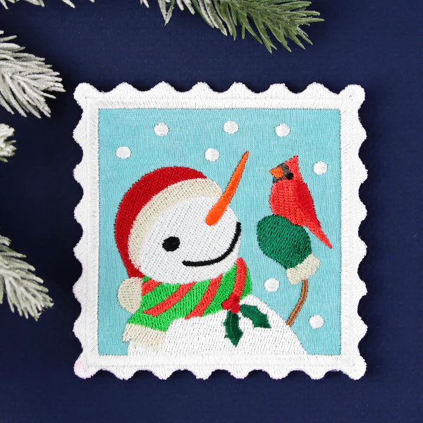 Christmas Stamp Coasters - Snowman (In-the-Hoop) - Image 6