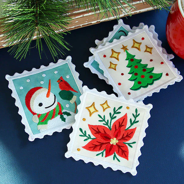 Christmas Stamp Coasters - Snowman (In-the-Hoop) - Image 8