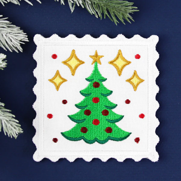 Christmas Stamp Coasters - Tree (In-the-Hoop) - Image 4