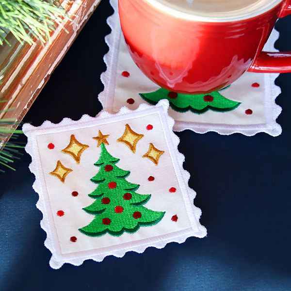 Christmas Stamp Coasters - Tree (In-the-Hoop) - Image 5