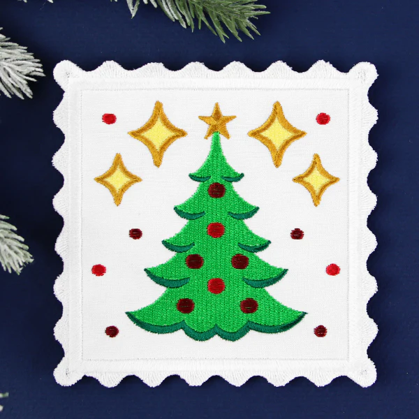 Christmas Stamp Coasters - Tree (In-the-Hoop) - Image 7