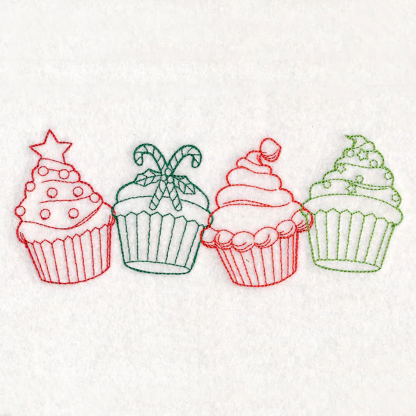 Christmas Treats Border - Cupcakes (Vintage) - Image 3