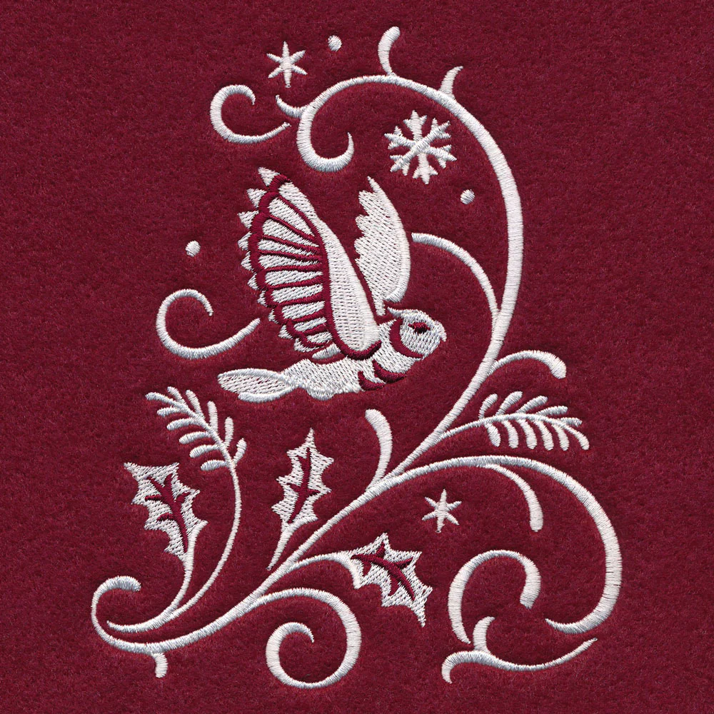 Christmas Tree Skirt - Owl (Whitework) - Image 5