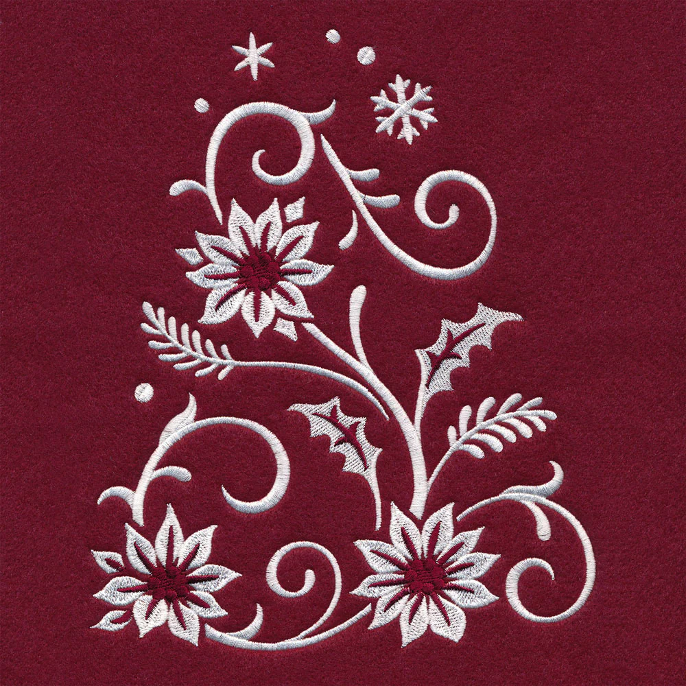 Christmas Tree Skirt - Poinsettia (Whitework) - Image 2