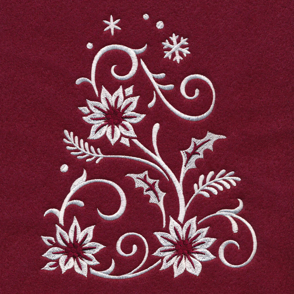 Christmas Tree Skirt - Poinsettia (Whitework) - Image 3