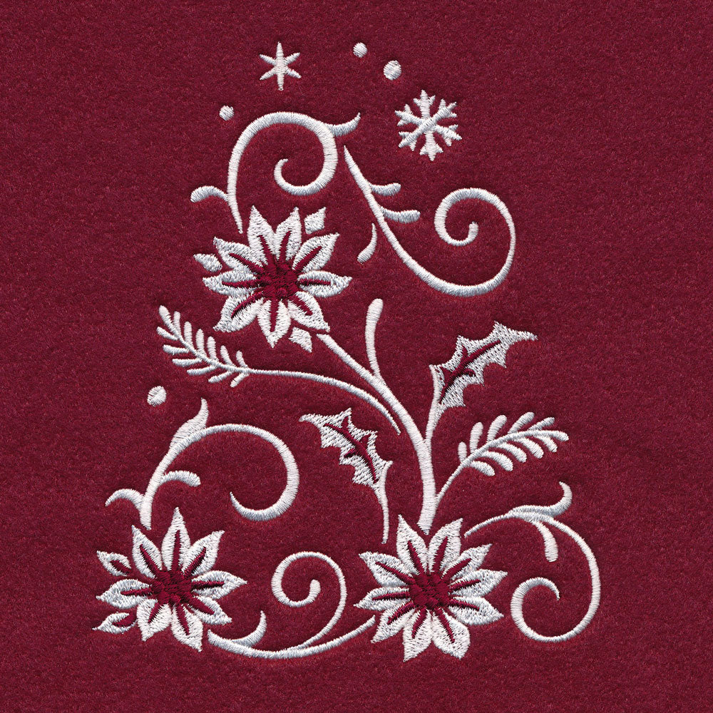 Christmas Tree Skirt - Poinsettia (Whitework) - Image 5
