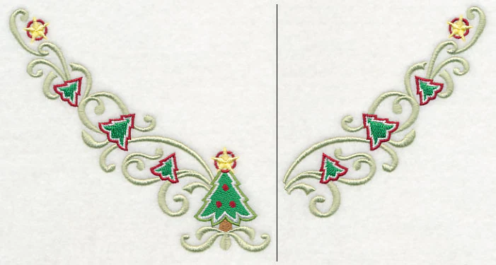 Christmas Tree Swirls Neckline (V-Neck) (Split)
