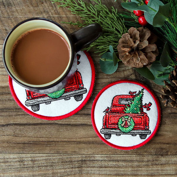 Christmas Trees Retro Truck Coaster (In-the-Hoop) - Image 5