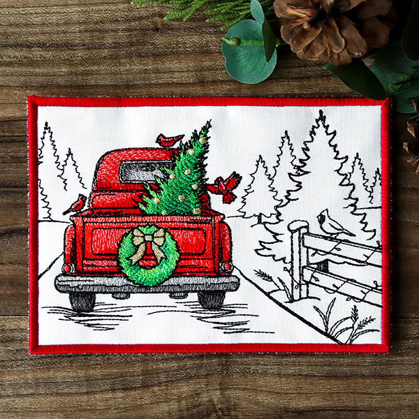 Christmas Trees Retro Truck Mug Rug (In-the-Hoop) - Image 4