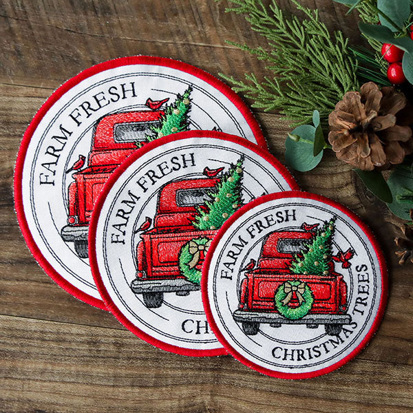 Christmas Trees Retro Truck Stamp Trivet (In-the-Hoop) - Image 10