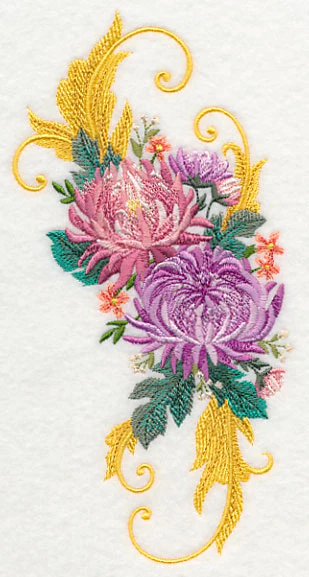 Chrysanthemum Spray with Flourish - Image 3