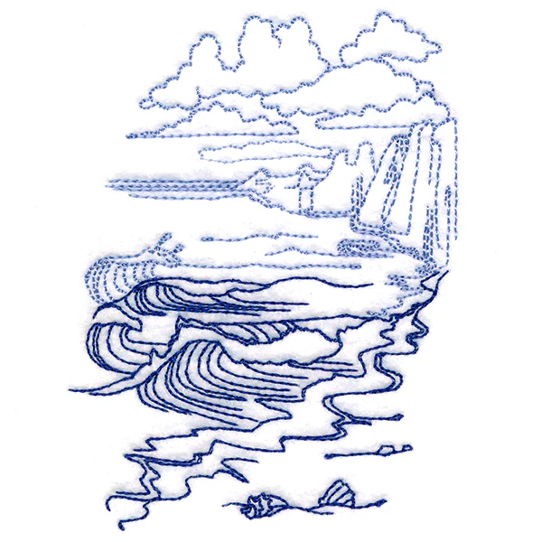 Classic Beach Scene - Cliffside Waves (Bluework) - Image 5