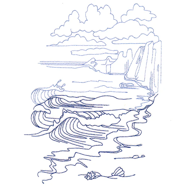 Classic Beach Scene - Cliffside Waves (Bluework) - Image 6