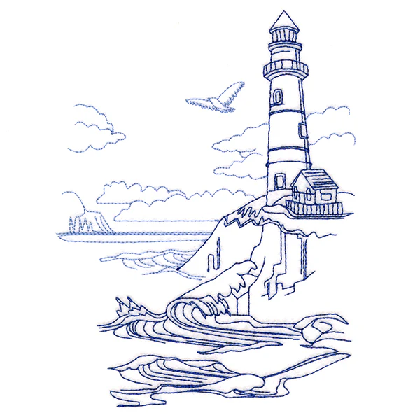 Classic Beach Scene - Lighthouse (Bluework) - Image 2