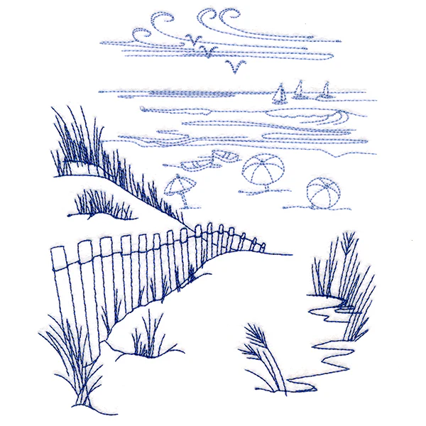 Classic Beach Scene - Ocean Views (Bluework) - Image 2