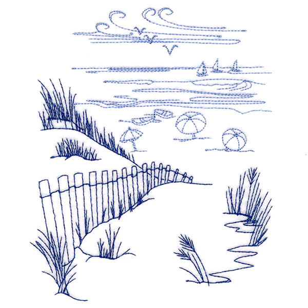 Classic Beach Scene - Ocean Views (Bluework) - Image 3