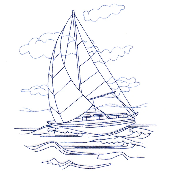 Classic Beach Scene - Sailboat (Bluework) - Image 11