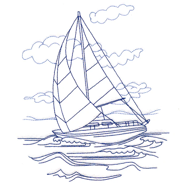 Classic Beach Scene - Sailboat (Bluework) - Image 3