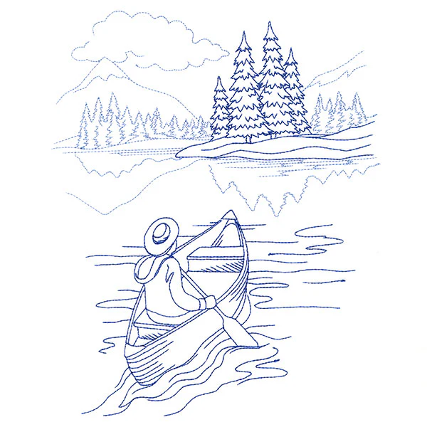 Classic Camping Scene - Boating (Bluework)