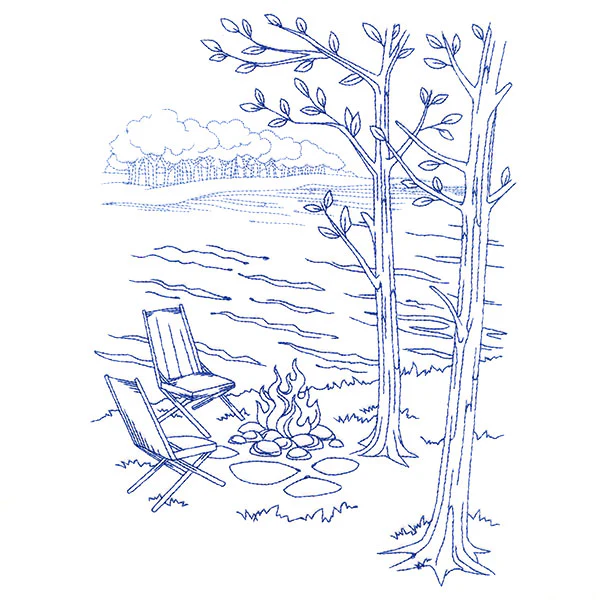 Classic Camping Scene - Bonfire (Bluework) - Image 5